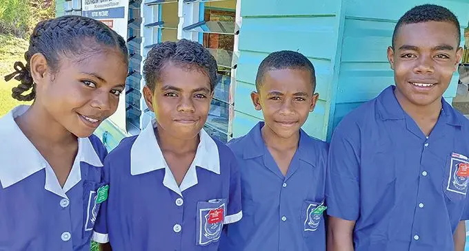 From left: Waibunabuna Primary School deputy head girl Elenoa Matawai, head girl Mereamo Malua, deputy head boy AlikiTitalau and head boy Kelemedi Moceiwasa in Bua on March 10, 2023.