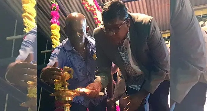 The Minister for Agriculture, Environment and Waterways Mahendra Reddy lights a Diya for the Valibaar Sangam (TIV) Cultural Programme on April 16, 2022 in Lautoka. Photo: Nicolette Chambers