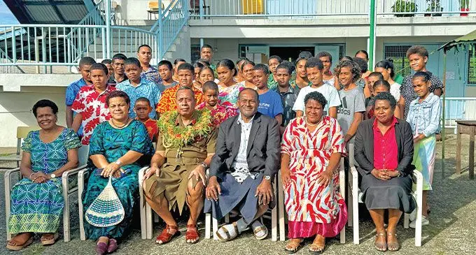 Republic of the Fiji Military Force (RFMF) Commander Major- General Ro Jone Kalouniwai (seasted, third from left), with RFMF Wives and Mothers Club members, guests and students embarking on the tutorial initiative. Photo: Kelera Sovasiga-Tuisawau