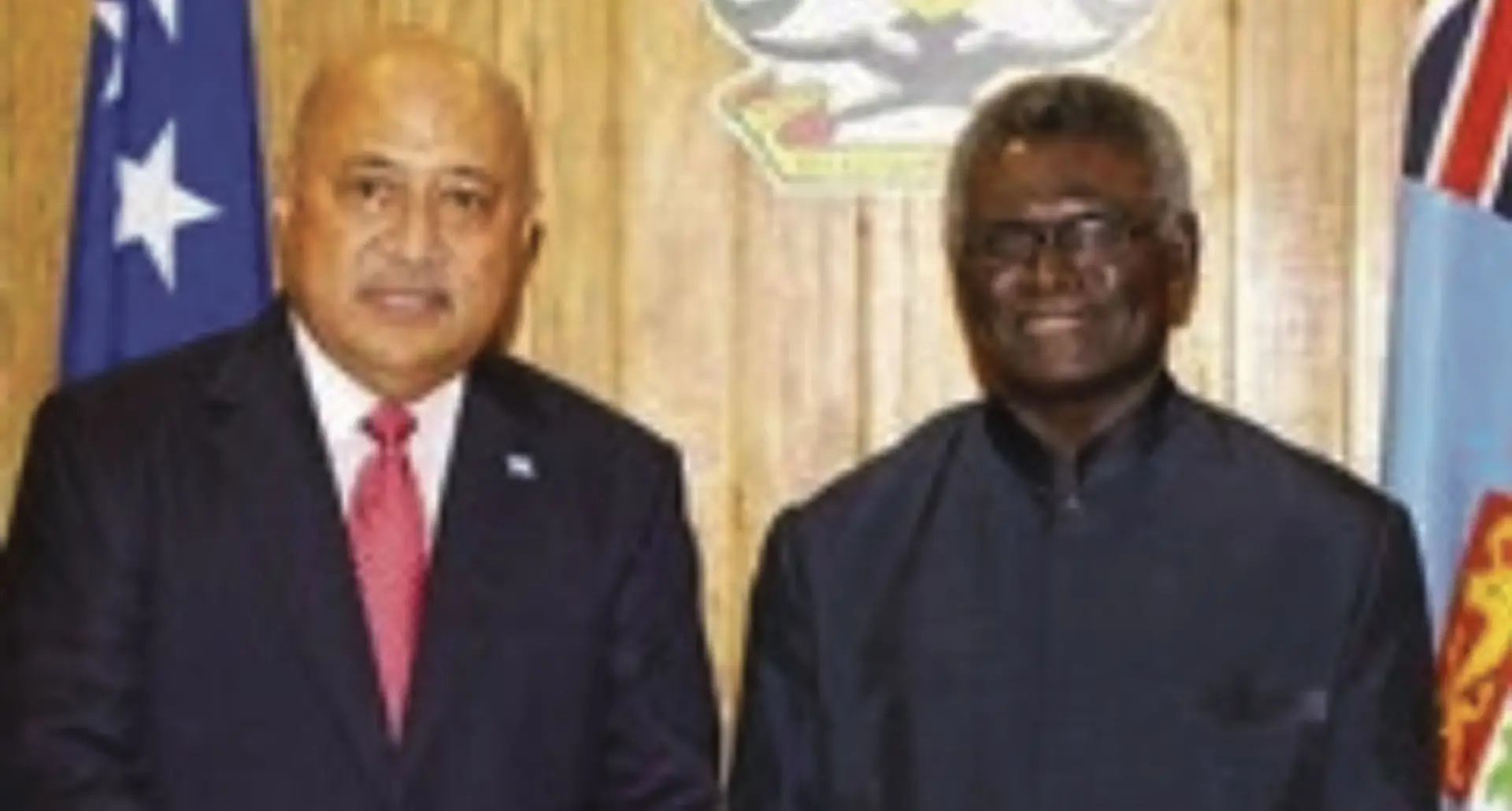 Minister for Defence and National Security Ratu Inoke Kubuabola ( left) and Solomon's Deputy Prime Minister Manasseh Sogavare