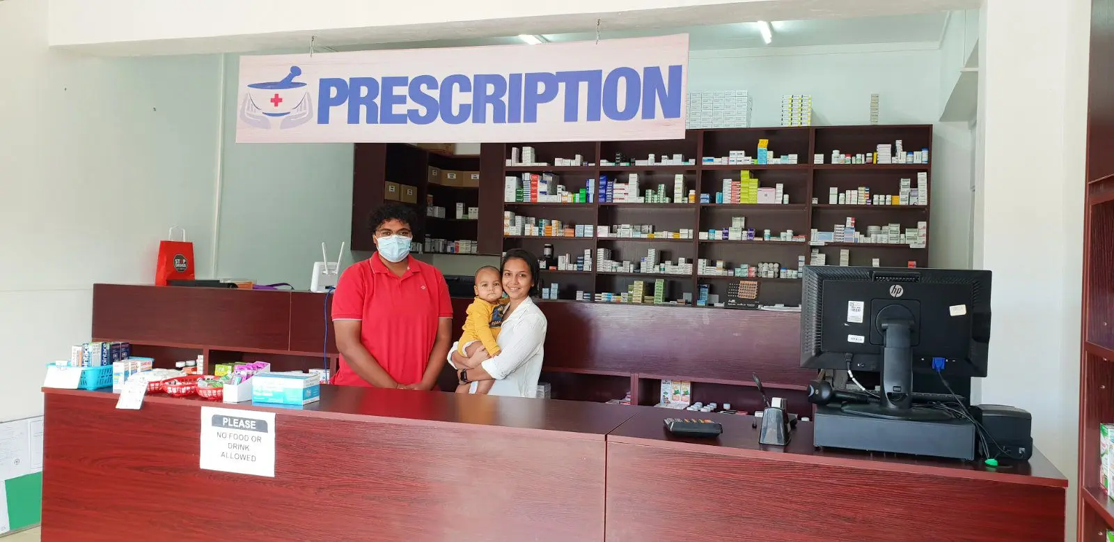 Getwell Chemist Rifle Range branch Manager, Janice Kumar (left) with Priyanka Prasad (right) and son, Kiaan Singh at the chemist in Lautoka. Photo: Nicolette Chambers