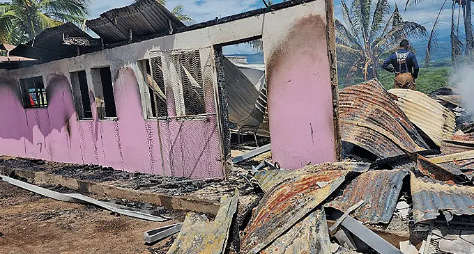 In ruins....Ashwin Gosal's family home after the fire in Vunisamaloa, Ba.