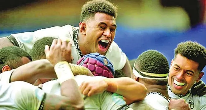 Flying Fijians players celebrate their win over Georgia at the Autumn Nations Cup in Murrayfield, Scotland on December 6, 2020.All participating teams in the 2023 Rugby World Cup will have increased rest days compared to previous RWCs.  Photo: Autumn Nations Cup