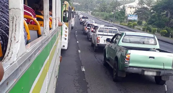 Traffic congestion near Valelevu.