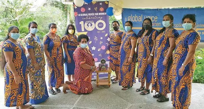 Soroptimist International South West Pacific president, Suman Lal (fourth from left) with the Sigatoka club members after launching the centennial banner.