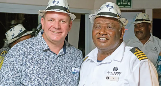From left: Blue Lagoon Cruises chief executive officer Brad Rutherford and Captain Jitoko Gonevakarua