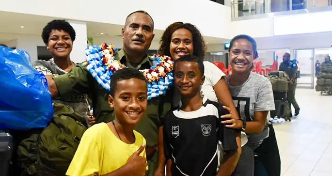 The second batch of 76 Republic of Fiji Military Forces personnel who arrived home on Tuesday night.