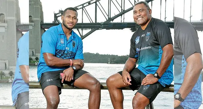 Petero Civoniceva (right) in Sydney in 2021, with a member of the Kaiviti Silktails