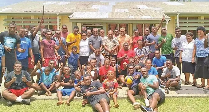 The Rewa rugby players with villagers and Lakeba Hospital staff after cleaning the Lakeba Hospital compound. Photo: Rewa Rugby