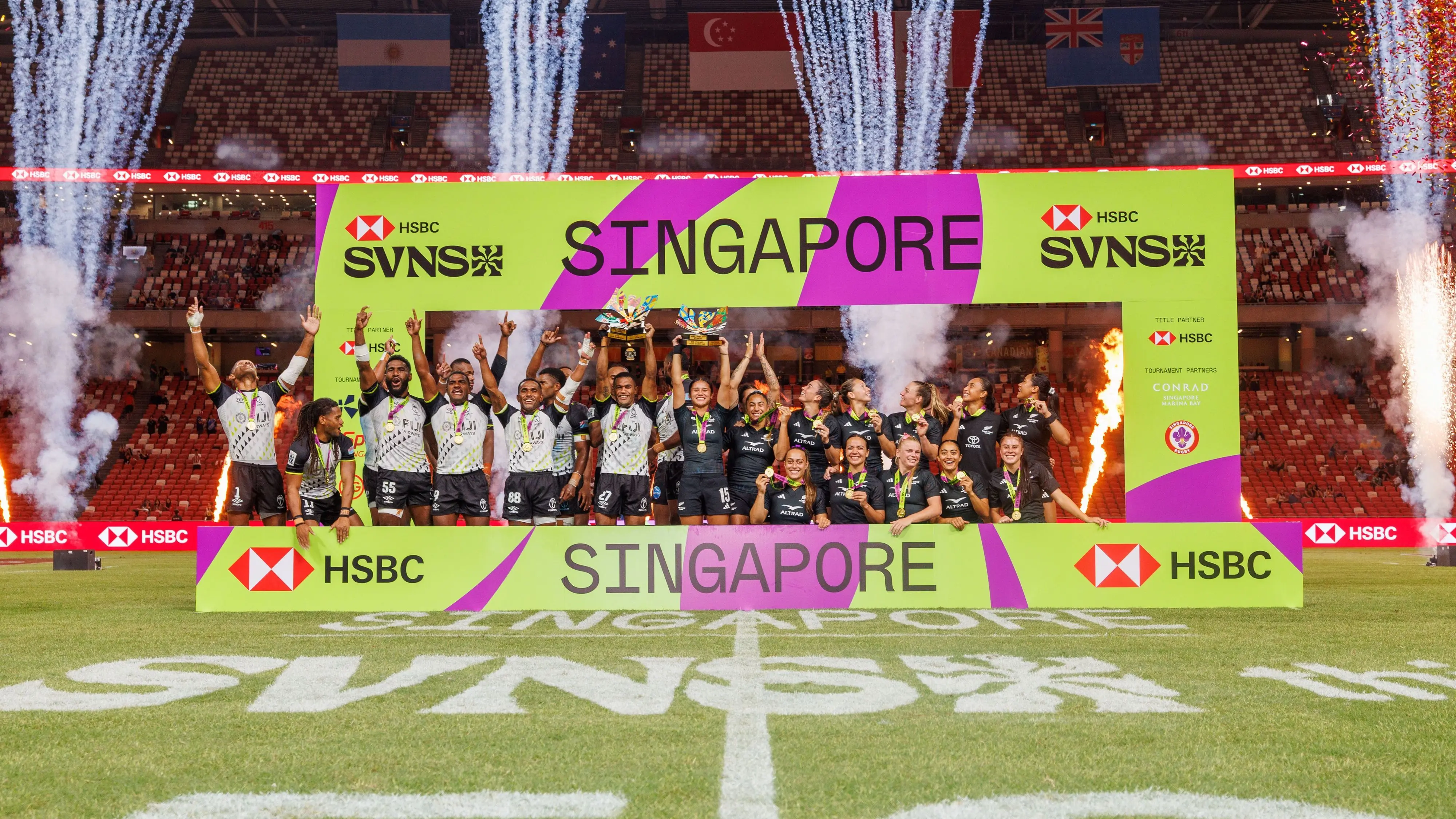 Fiji and New Zealand claim Singapore titles
