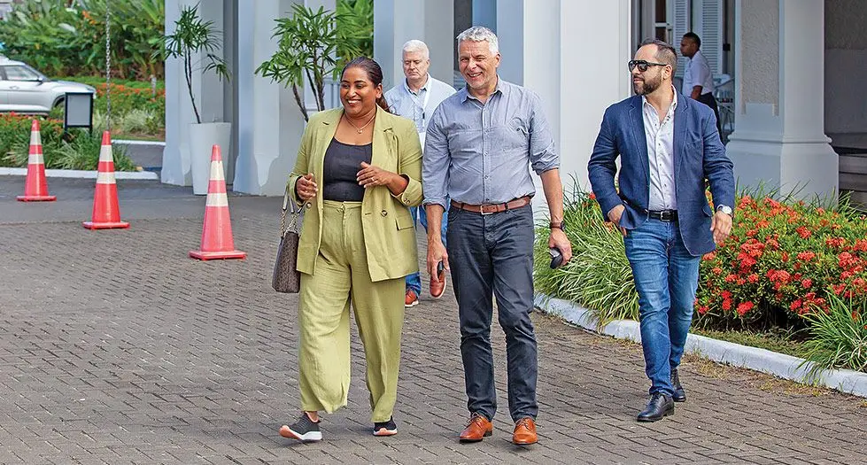 From left; Outsource Fiji executive director Sagufta Janif and UK-based Kinetic director Stephen Peattie at EXO Fiji 2024. Photo: Outsource Fiji