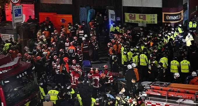 The scene after the Seol halloween stampede. Photo: ANI