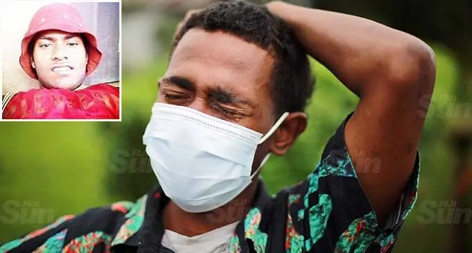 A traumatised Josua Tuiroro, 19, in tears as he recalled what happened on Saturday, September 4, 2021. Photo: Leon Lord Inset: Victim Luke Sulinibau.