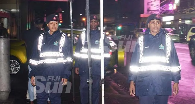 Police officers were out in numbers to ensure public safety and security during New Year’s Eve in Capital City on December 31, 2019. Photo: Ronald Kumar.