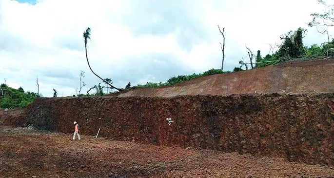 FRA contractors carrying out their inspections on the alternative route for the Korosomo slip on March 17, 2021 in Macuata. Photo: Fiji Roads Authority