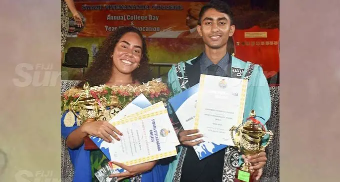 Rosemarie Rova (left) and Abhishek Prasad top sports awards on December 23, 2020. Photo: Waisea Nasokia 