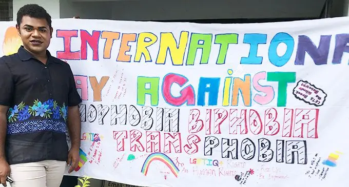 House of Colours member Cleo Petra in front of the youth office in Labasa Town on May 19, 2020. Photo: Shratika Naidu