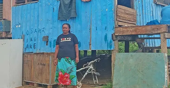 Mele Fatafehi outside her home at Vunato settlement in Lautoka on June 7, 2023. Photo: Salote Qalubau