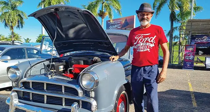 Jais Patel with his father's 1956 Morris Oxford during a car show in Suva. Photo: Laiseana Nasiga