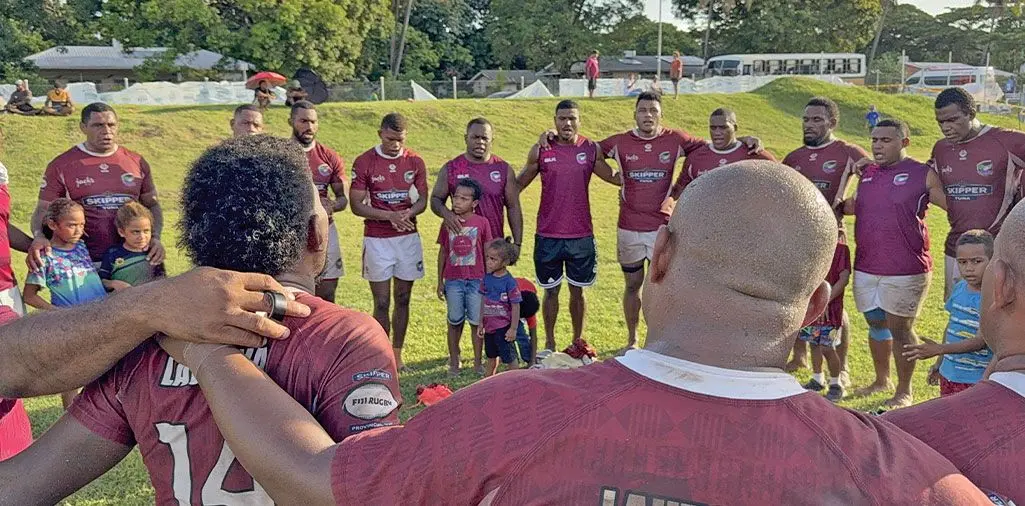 Lautoka rugby players after the win over Ba at Churchill Park on April 6, 2024. Photo: Sereana Salalo