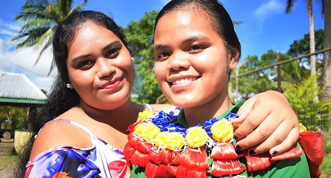 Ballantine Memorial School Head Girl, Ginette Teabuga with sisiter, Jineshka Aror following her prefect induction ceremony on January 31, 2020. Photo: Ronald Kumar.