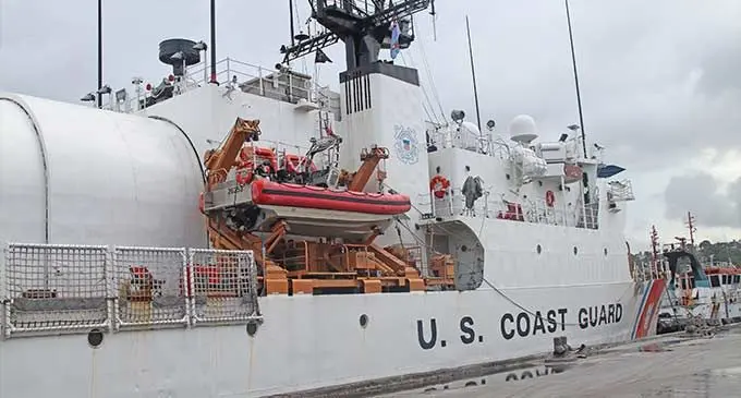 The U.S Coast Guard Cutter (USCGC) Harriet Lane berthed at the wharf in Suva.