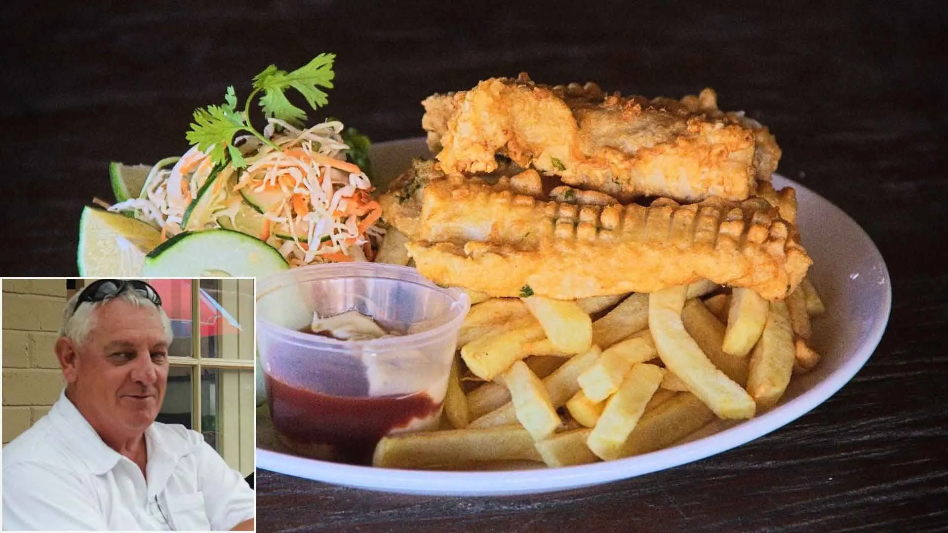 Fish and chips at Bamboo Traveller in Wailoaloa, Nadi, when the eatery was open. inset: Noel Grey.