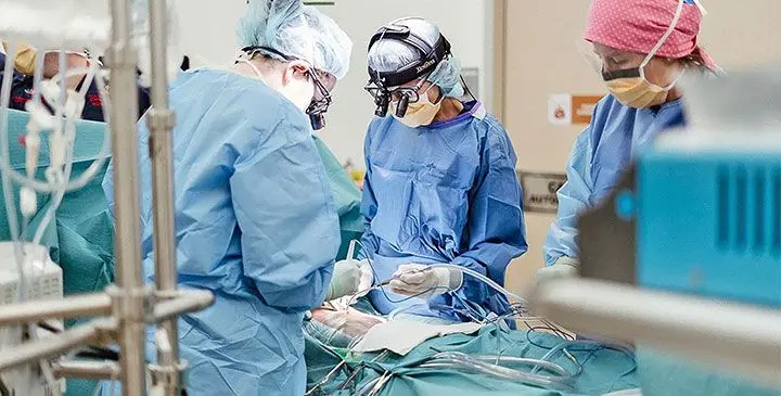 Surgeons during a Gift of Life programme operation at the Sri Sathya Sai Sanjeevani Children’s Hospital.