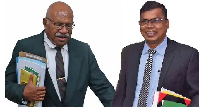 Opposition MPs Sitiveni Rabuka and Biman Prasad