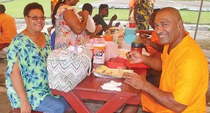 Families of inmates during a Christmas lunch with their loved ones at the Fiji Corrections Service facility.