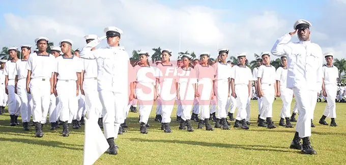 Dudley High School students deuing their Navy Cadet Passing out parade at Albert Park in Suva on August 9, 2019. Photo: Ronald Kumar.