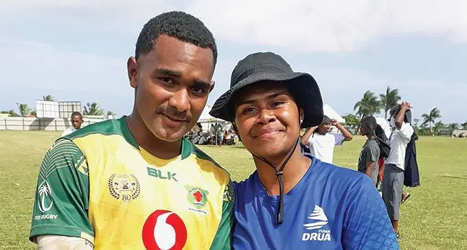 Apisalome Vunisa (left) with his sister Makelesi Vunisa at Bidesi Park on September 24, 2022. Photo: Sereana Salalo