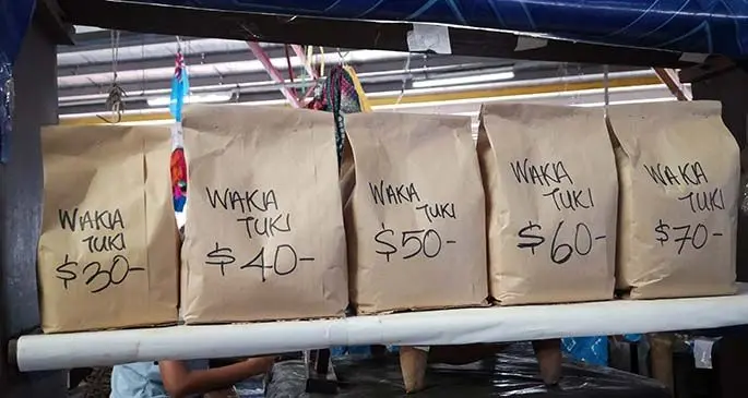 Nats Navunisaravi Kava vendor at the Suva Market.