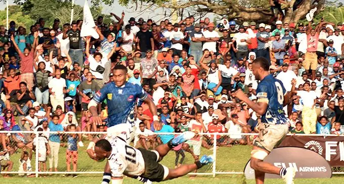 BLK Nadroga Amenoni Nasilasila scores against Jacks Nadi during the Farebrother Challenge at Prince Charles Park in Nadi yesterday. Photo: WAISEA NASOKIA