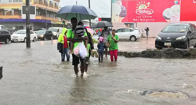 Flash flood in Labasa Town on February 3, 2023. Photo: Shratika Naidu