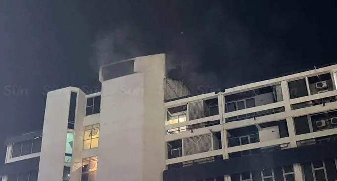 De Vos on the Park on fire last night on February 2, 2024. Photo: Leon Lord