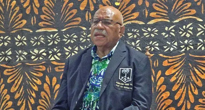 Prime Minister Sitiveni Rabuka during the welcome ceremony with the Fijian diaspora in Nuku’alofa, Tonga. Photo: DEPTFO News