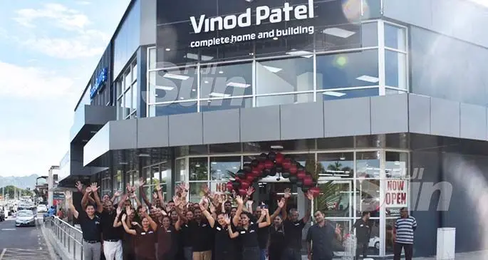 Staff of Vinod Patel at the soft opening of their new hardware store in Namaka, Nadi, on January 11, 2020. Photo: Waisea Nasokia
