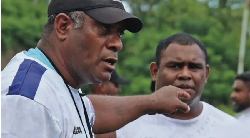Fiji Rugby Union trainer Tikiko Namaua (left) and Joseva Nasaroa during the Skipper Select training session on January 21, 2026. Photo: FRU Media