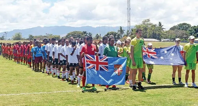 Various teams from Fiji and Australia assemble for the openning ceremony of the Fiji Cup at the Churchill Park in Lautoka on December 2,2019..  Photo: Salote Qalibau