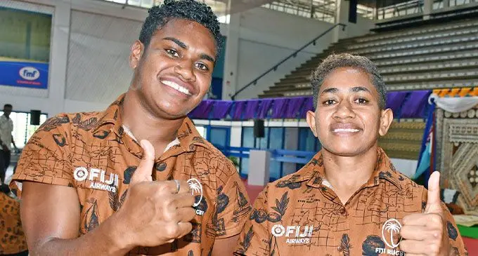 Fiji women’s rugby sevens reps (left-right) Vika Nakacia and Livia Naidei at the FMF Gym in Suva on November 20, 2024.   Photo: Ronald Kumar