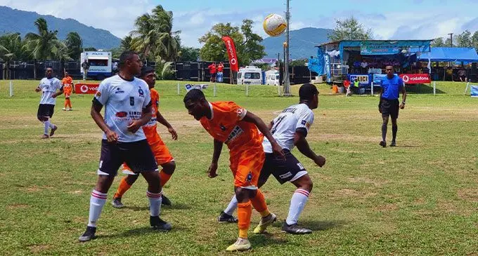 Action between Central and Western Two in the Police Inter-formation football tournament on September 30, 2023 at Labasa’s Subrail Park. Photo: Sampras Anand