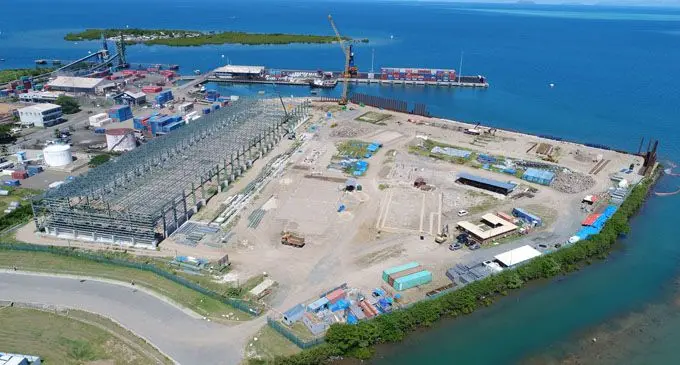 An aerial view of the Amex Resources Limited Lautoka Port Site under construction.