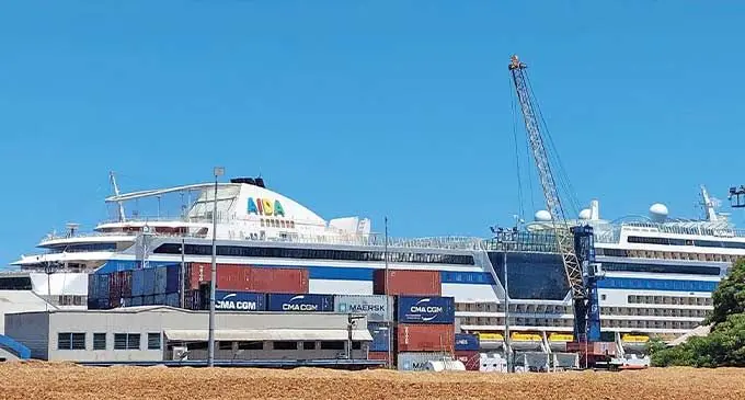The AIDAsol cruiseliner at the Lautoka Port on December 24, 2023. Photo: Salote Qalubau