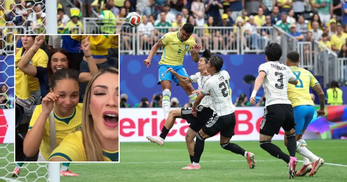 Casemiro (top) of Brazil heads in the equaliser against Japan during Round 32 of the World Cup at Houston Stadium in the United States on June 29, 2026. Photo: Xinhua/Li Ming