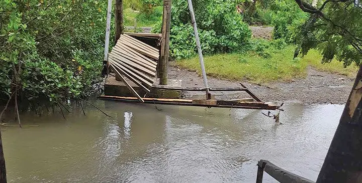 The damaged Tabwewa meang foot crossing on Rabi Island on February 25, 2025.