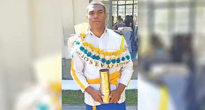 Natabua High School head boy Josefata Naisili after the school’s cadet passing-out parade on August 2, 2024. Photo: Salote Qalubau
