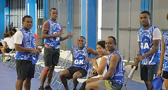 Manageress Sarah Nabalarua in white with the NadrogaNavosa Saints Team at the Vodafone Arena, Suva on May 19, 2023. Photo: Ronald Kumar