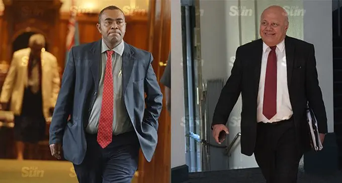 (From L-R) SODELPA parliamentarian Mosese Bulitavu and SODELPA Leader, Viliame Gavoka. Photo: Ronald Kumar.
