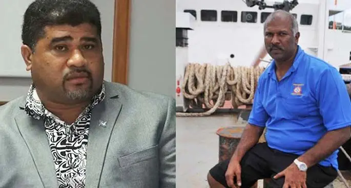 Maritime Safety Authority of Fiji (MSAF) chairman David Kolitagane and Goundar Shipping Limited director George Goundar.
